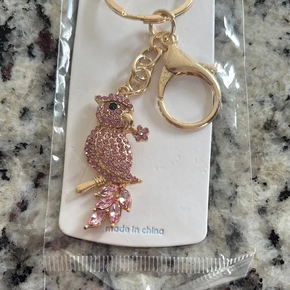 Mint Pink Parrot Keychain/Bag Charm - Picture 2 of 3